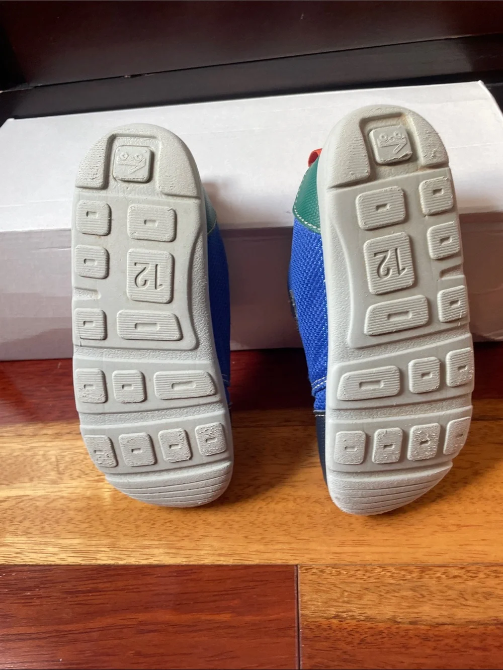 See Kai Run Boys Blue and Black Mesh Sneaker with Orange Pull Tab